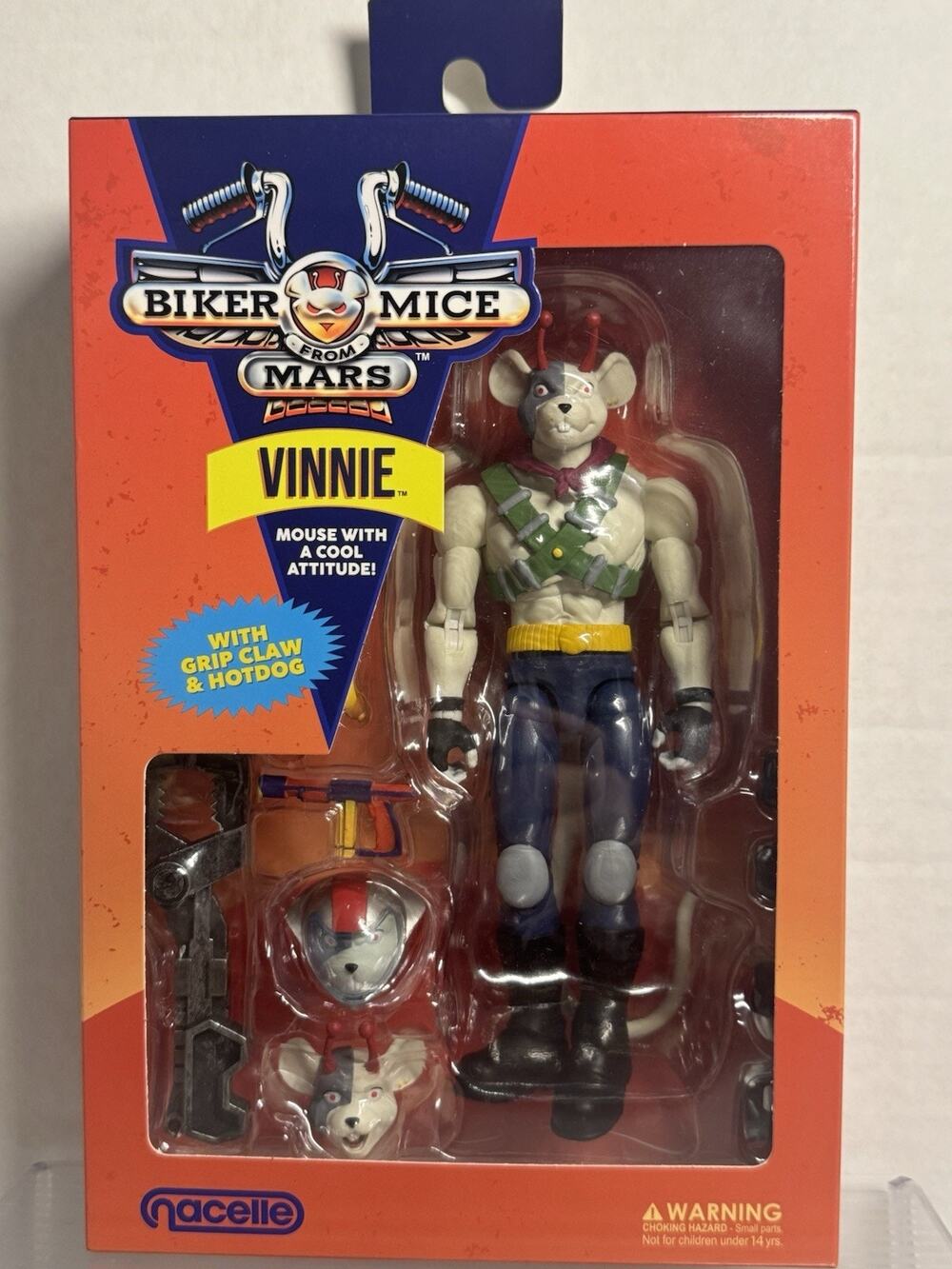 Nacelle Biker Mice from Mars Vinnie with Grip Claw & Hotdog 7" Figure New Sealed